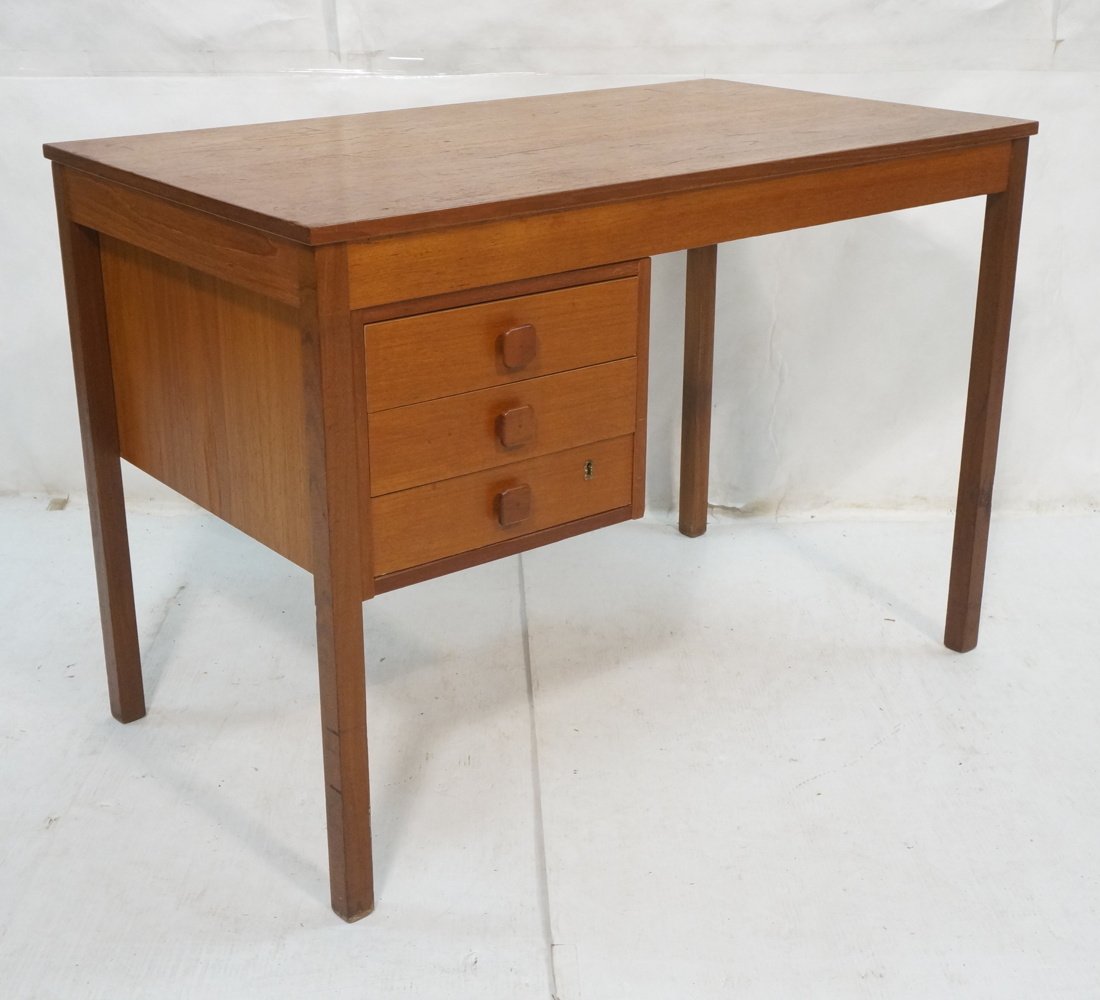Three Drawer Small Teak Danish Modern Desk. (1 of 6)