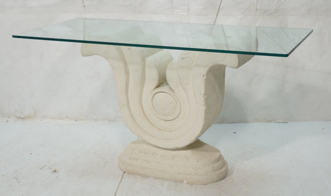 White Chalky Base Glass Top decorator Hall Table. (1 of 10)