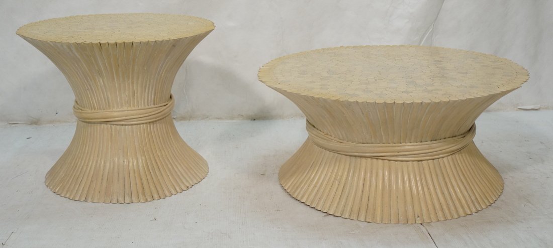 2pc Macguire style Corseted Bundled Rattan Tables (1 of 10)