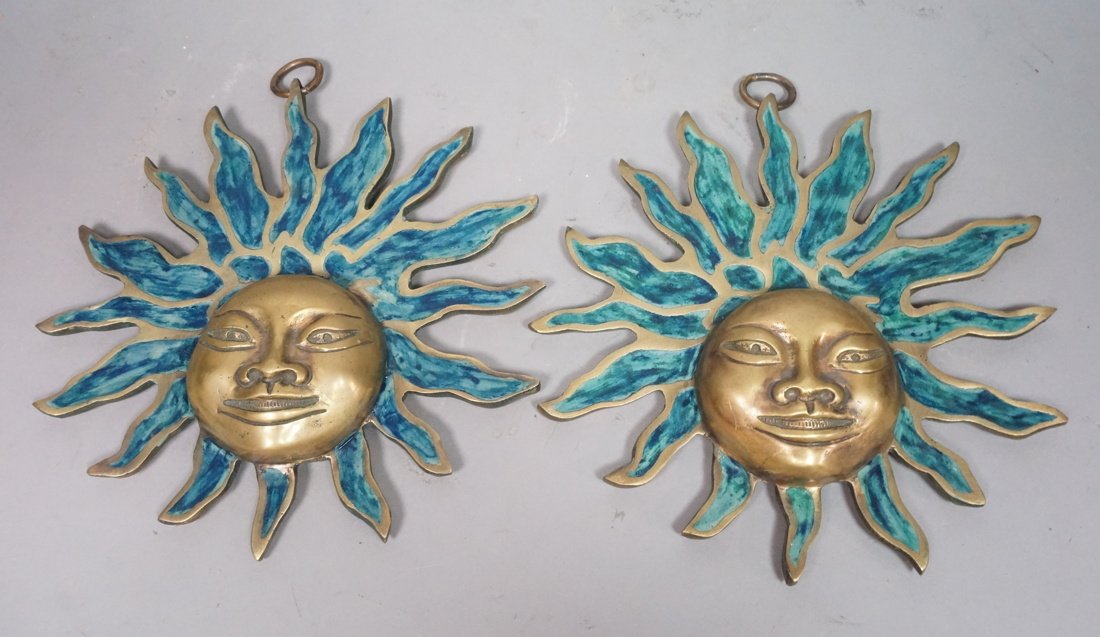 Pair Pepe Mendoza Sun Face Wall Hanging Sculpture (1 of 8)