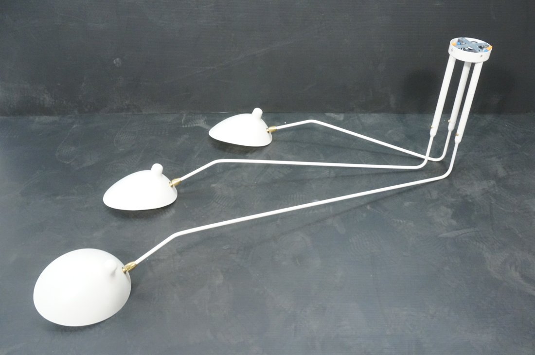 SERGE MOUILLE Style White Enamel Ceiling Three Ar (1 of 7)