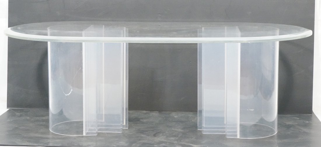 Large Lucite Dining Table. Double Lucite Bases. (1 of 9)
