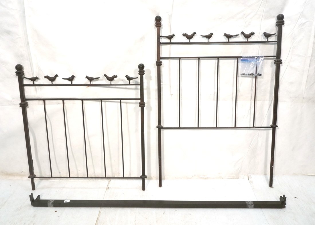 Contemporary small metal bed with sculptural bird: Contemporary small metal bed with sculptural bird elements. Inspired by Ilana Goor but not the quality. Metal rails. -- Dimensions: H: 56 inches: W: 40 inches ---