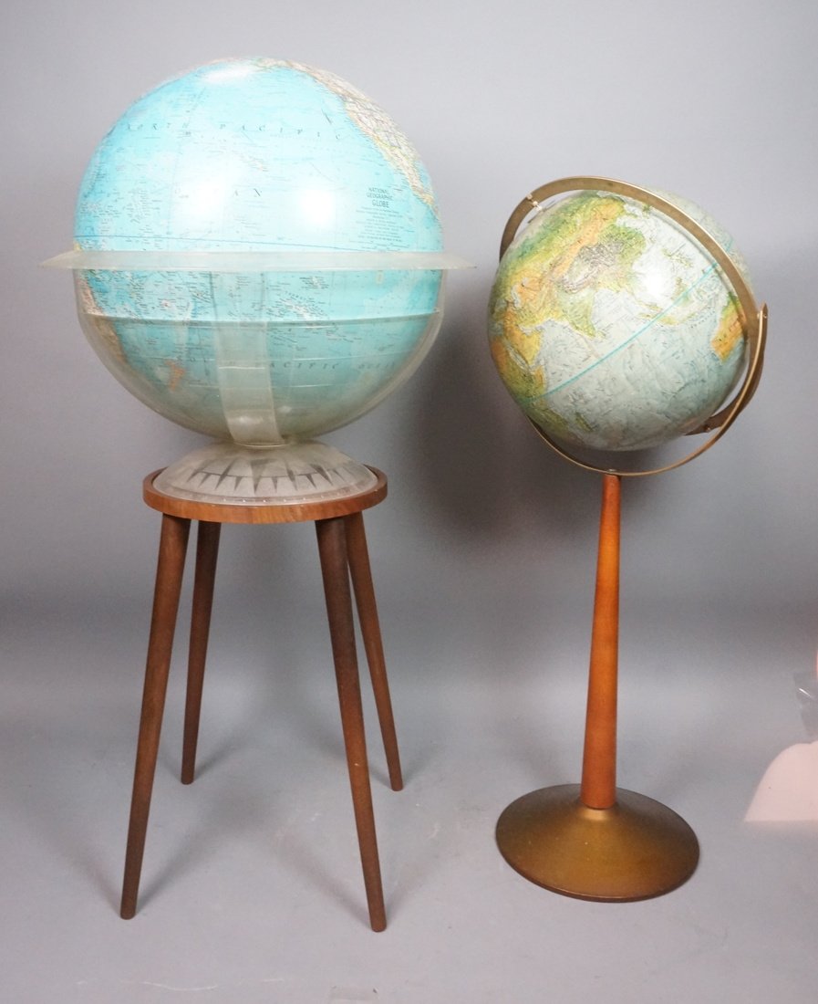 Lot 2 Modernist World Globes on Stands. One Natio (1 of 9)