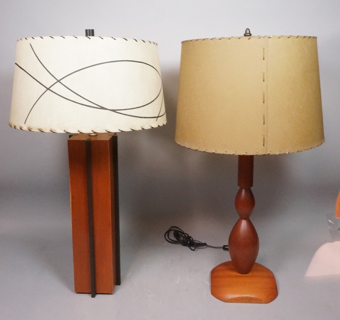 2pc American Modern Wood Table Lamps. 1). Square (1 of 10)