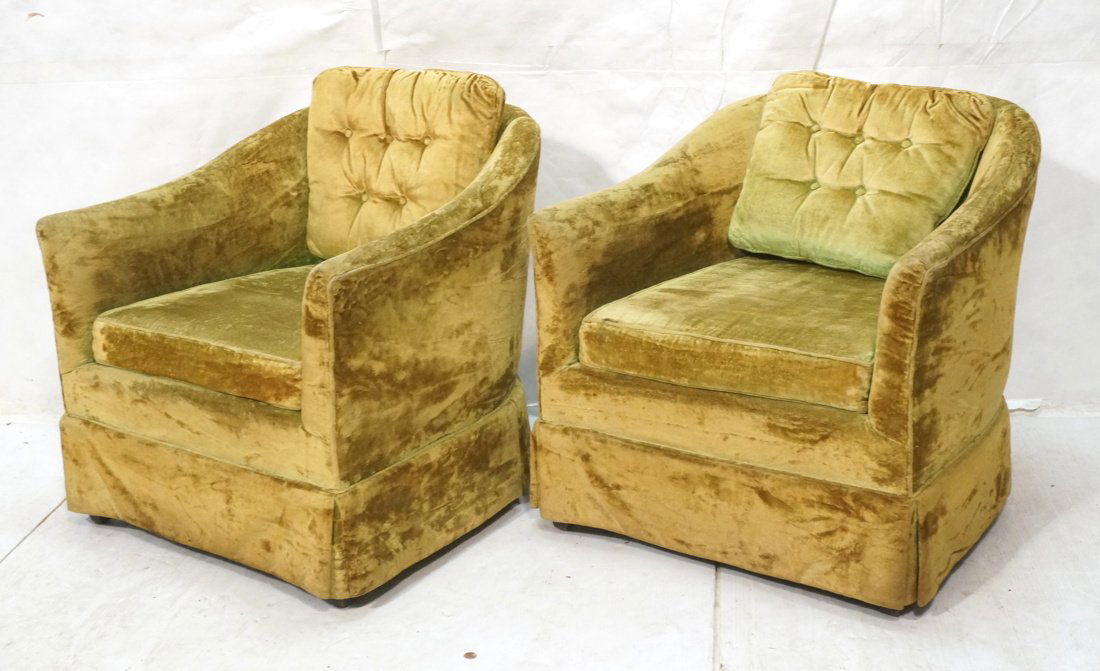 Pr Barrel Tufted Back Lounge Chairs. Modernist. F (1 of 10)