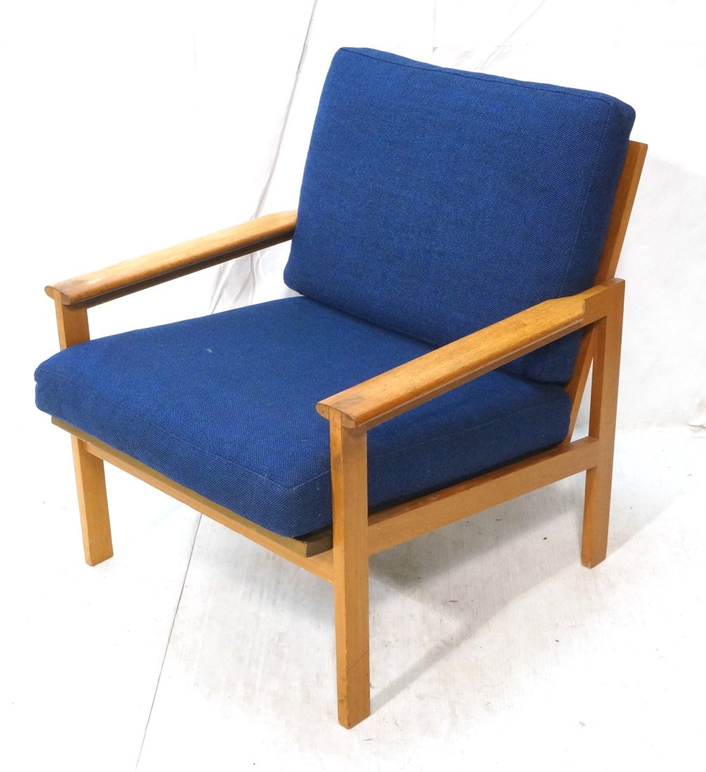 Danish Modern Teak Lounge Chair. Blue cushions. T (1 of 10)