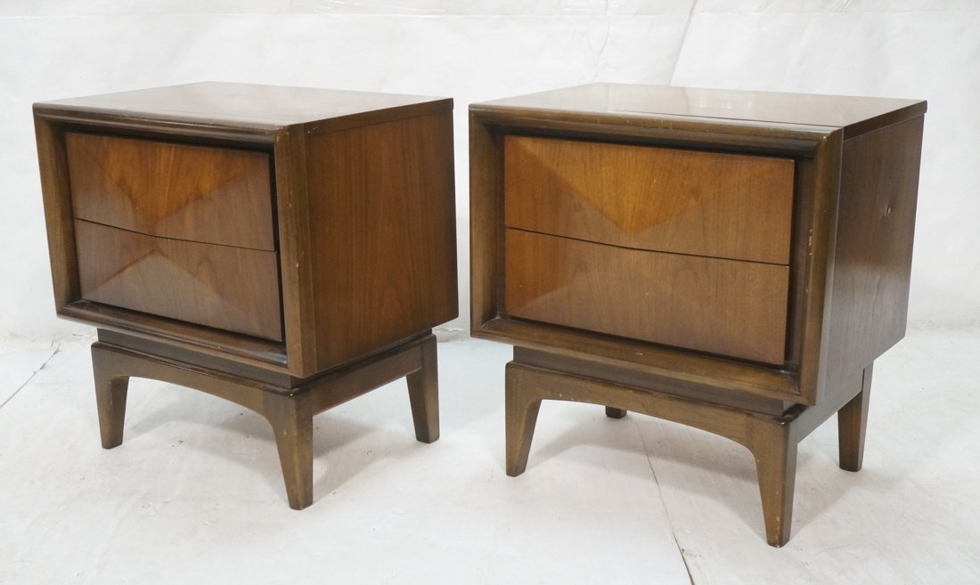 Pair United Diamond Front Side Tables.  American (1 of 10)