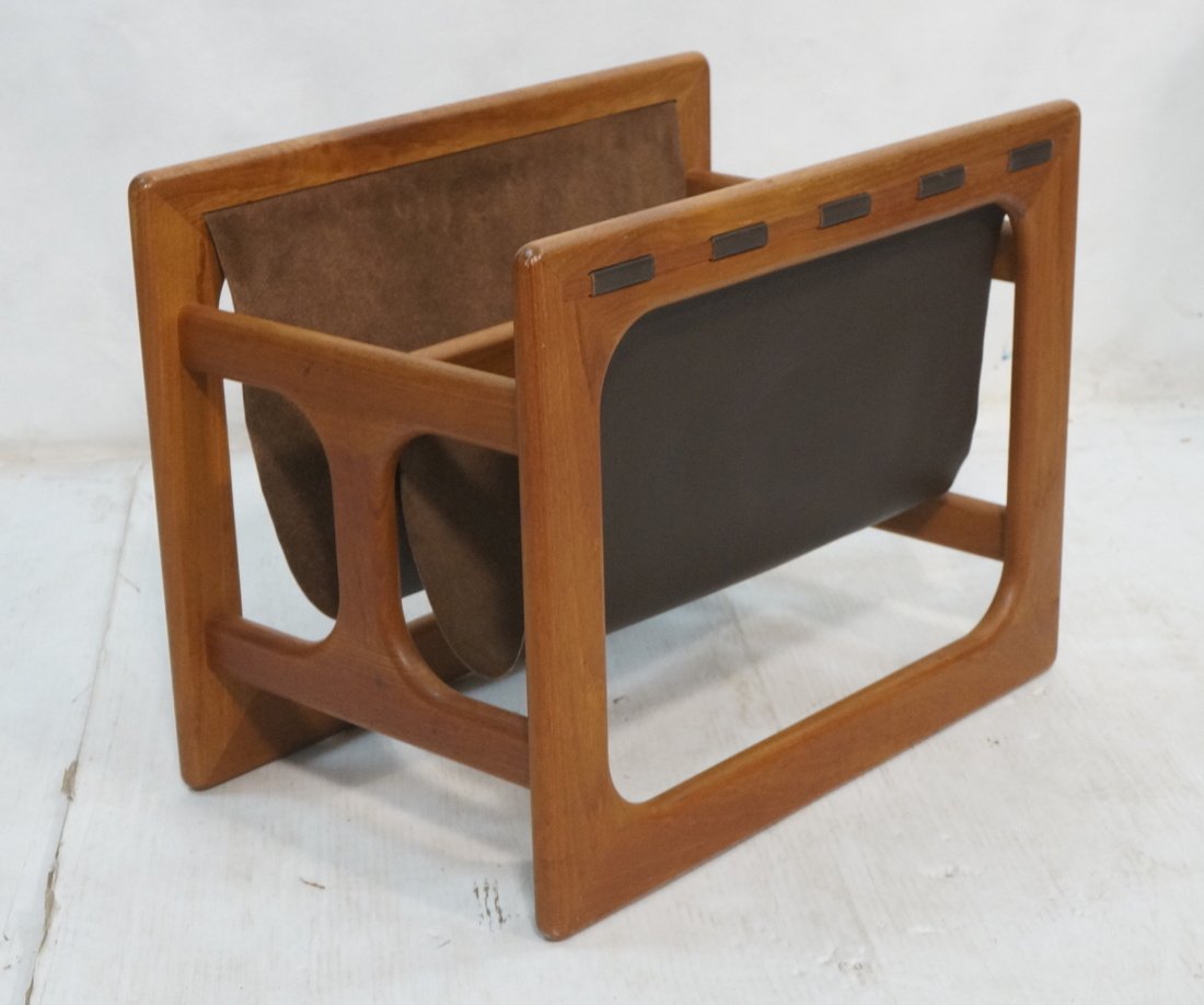 Danish Modern Teak and Leather Magazine Rack.  Op (1 of 10)