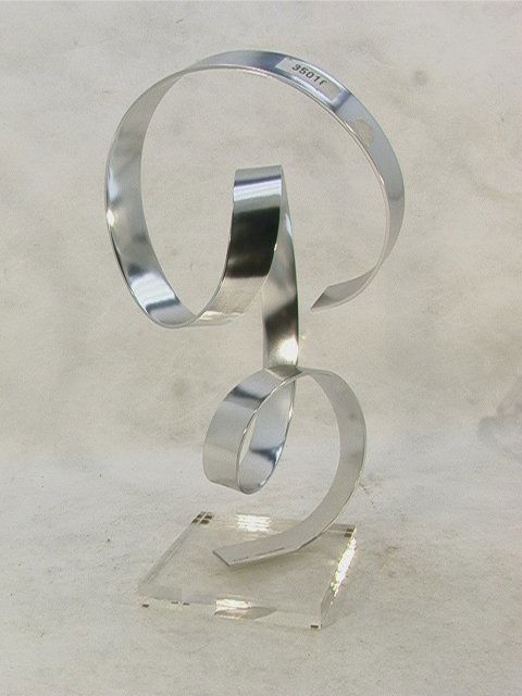 1979 DAN MURPHY Aluminum Lucite Sculpture. Engrave: 1979 DAN MURPHY Aluminum Lucite Sculpture. Engraved Signature and Date. Dimensions: H: 19 inches: W: 8 inches: L: 9.5 inches Condition: Excellent condition US Shipping charge: $24