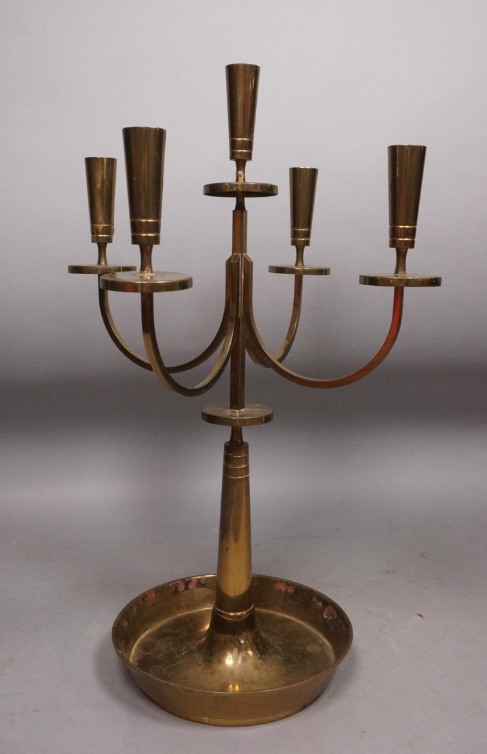 TOMMI PARZINGER  Brass 5 Candelabra. Marked Dorly (1 of 10)