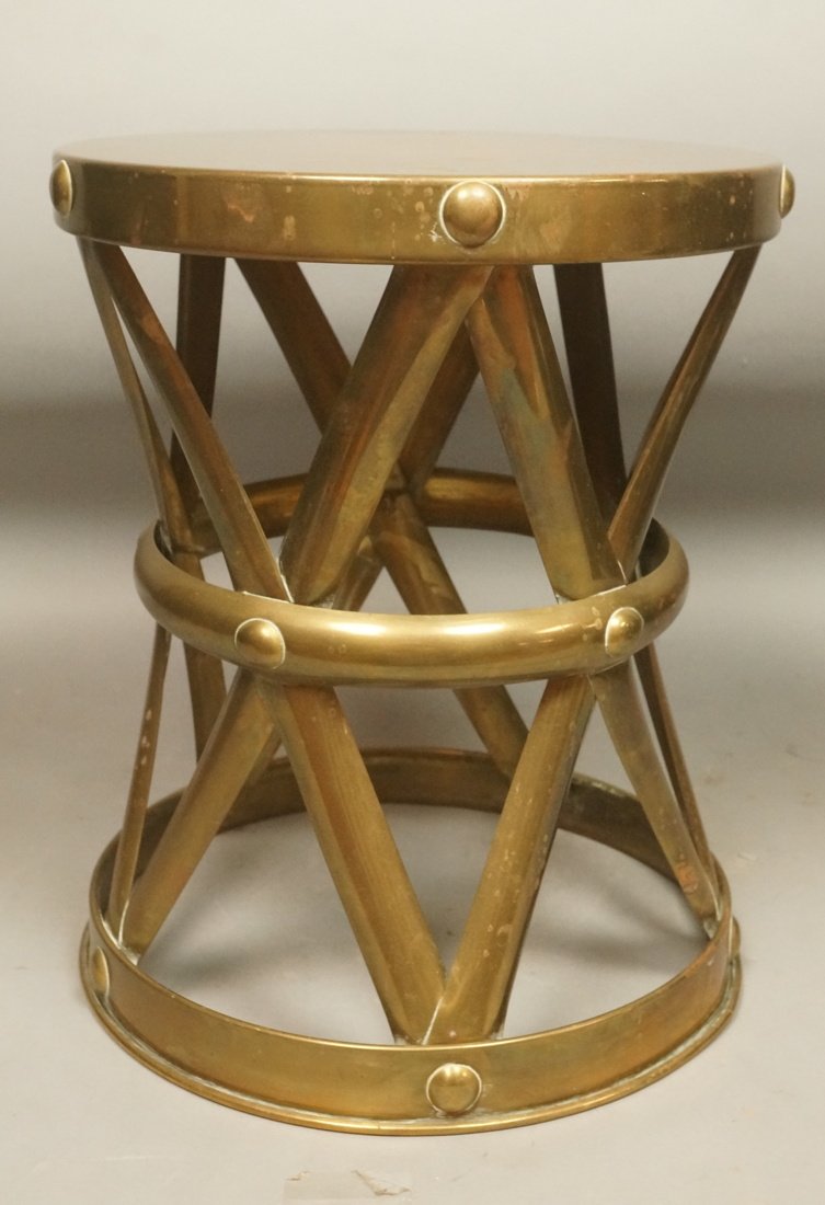 Brass "X" detail Corseted Stool Bench. SARREID st (1 of 5)