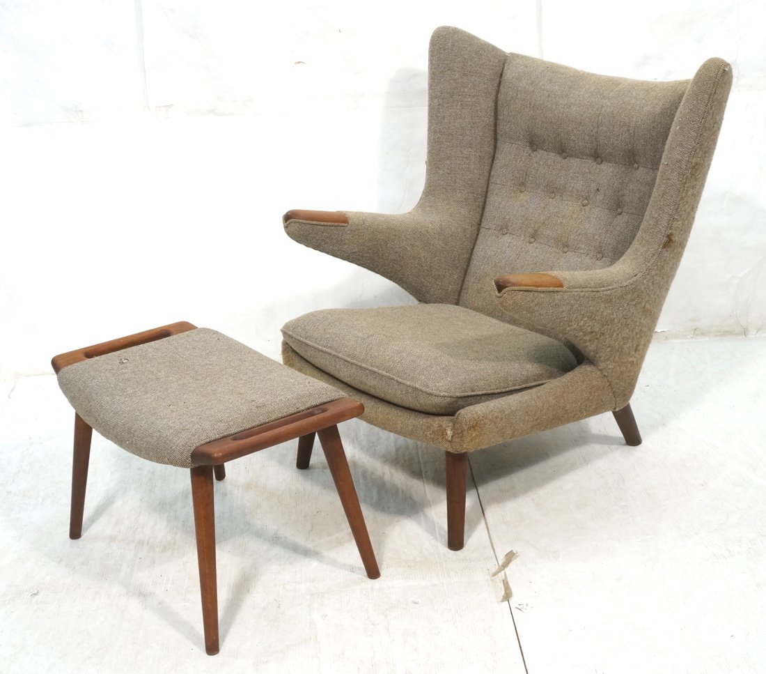 HANS WEGNER "Papa Bear" Lounge Chair & Ottoman. T (1 of 10)