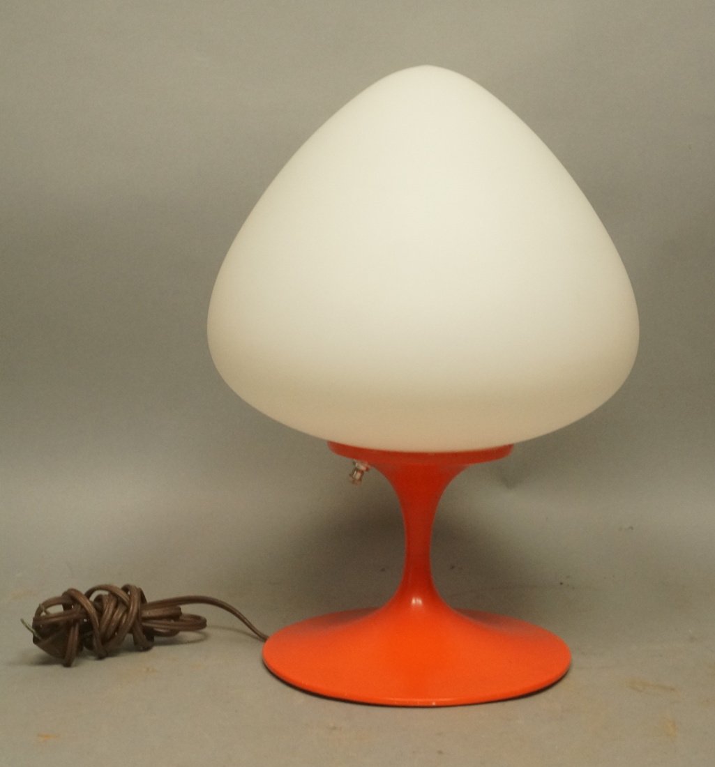 Italian Glass & Metal Mushroom Table Lamp. Orange (1 of 8)