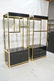 2 Gold Brushed Aluminum Etagere Shelf Units. Blac - 2