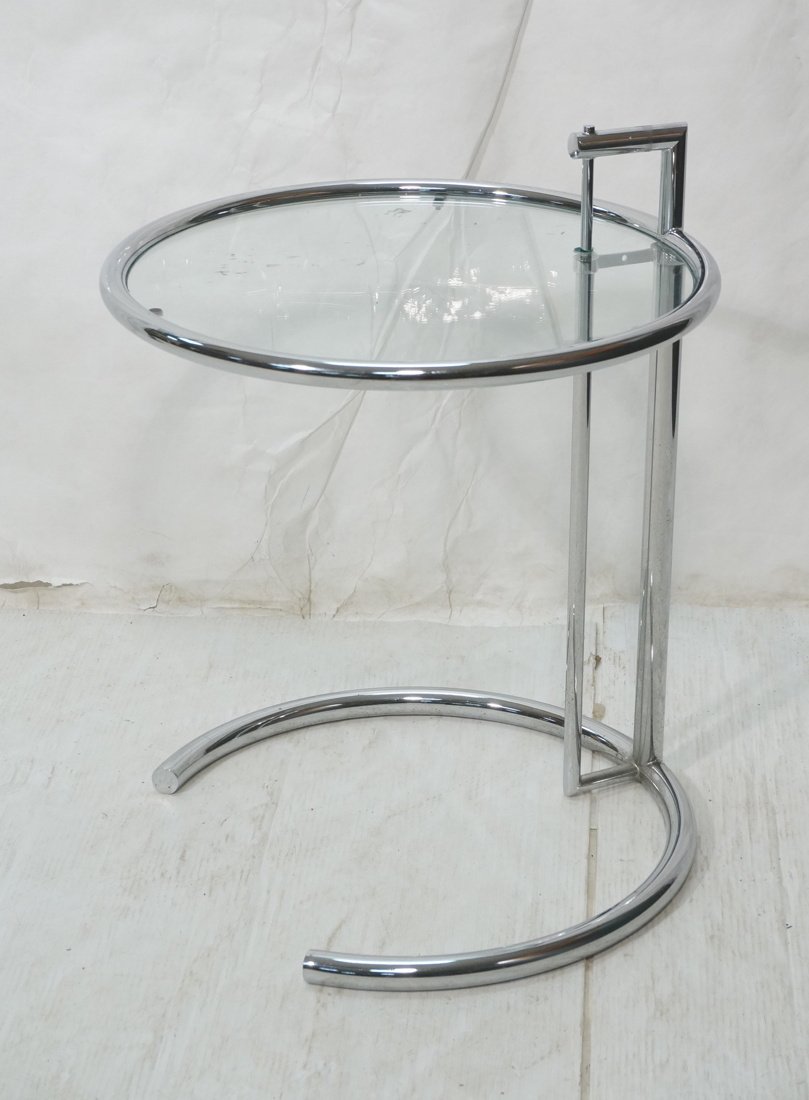 EILEEN GRAY style Chrome & Glass Side Table. Not (1 of 9)