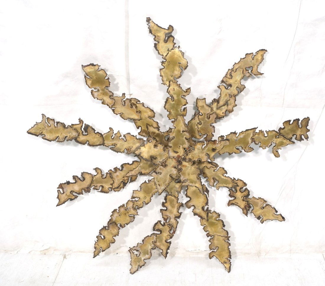Brutalist star burst welded metal wall sculpture. (1 of 8)