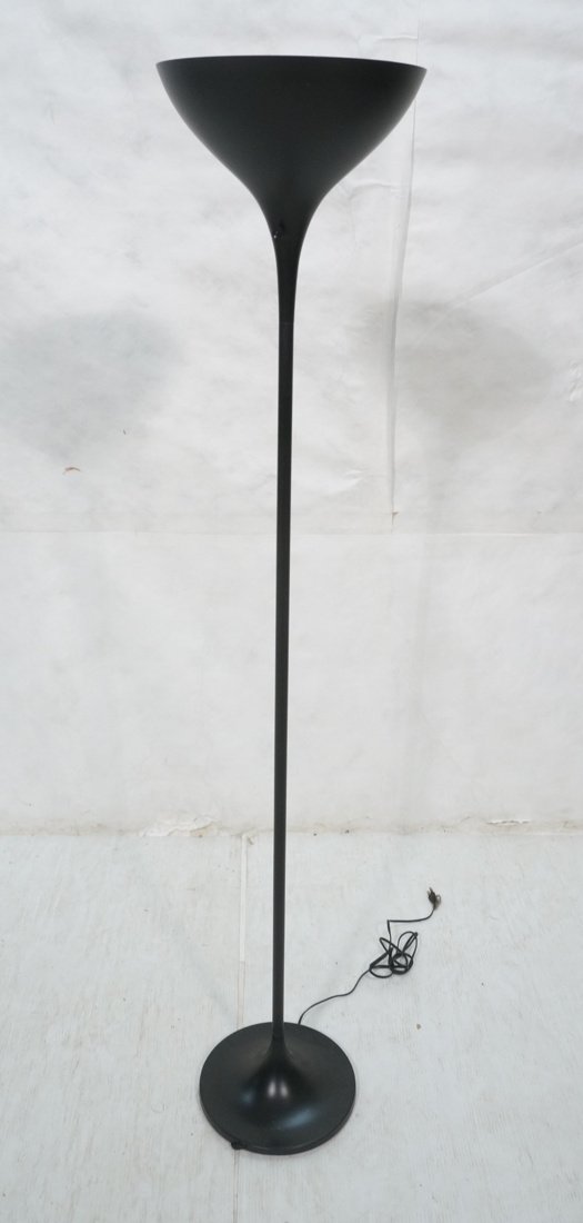 Black Metal Modernist Floor Lamp. Tulip form top. (1 of 8)
