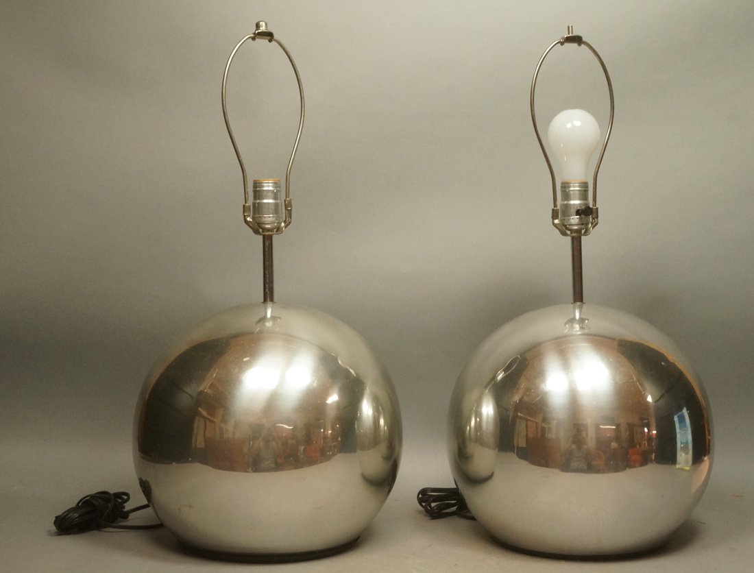 Pr Chrome Ball Table Lamps. Modernist. (1 of 7)