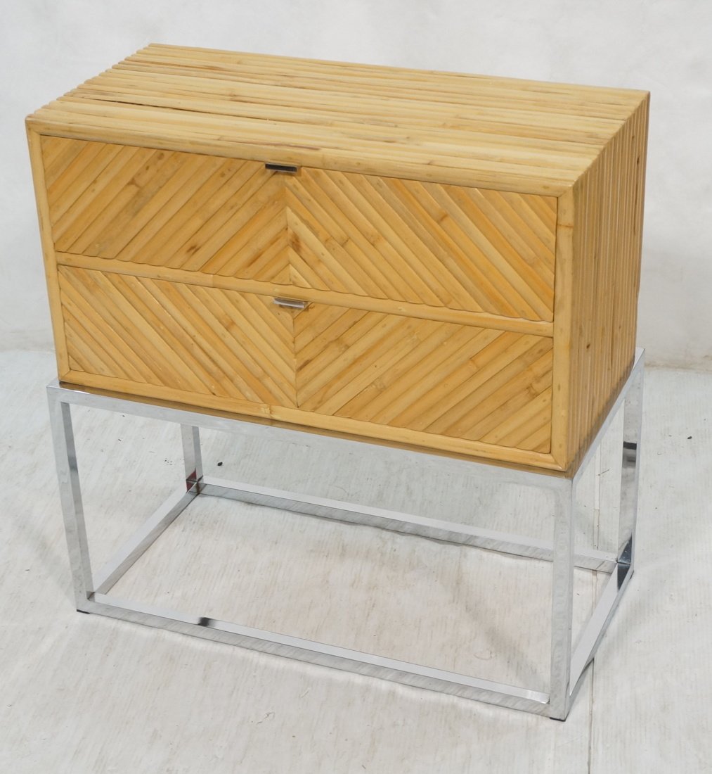 Two Drawer Night Stand on Square Tube Chrome Base (1 of 8)