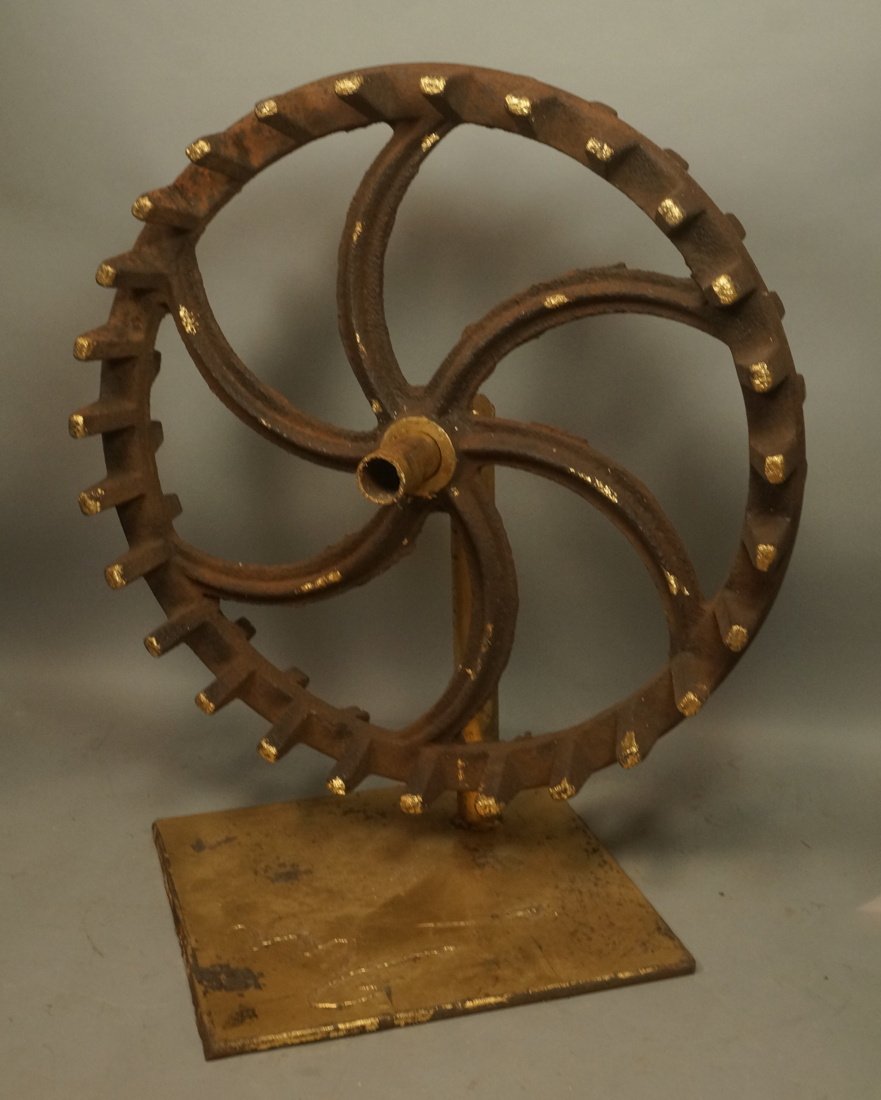 Gilt Steel Industrial Modernist Spinning Gear Scu (1 of 10)