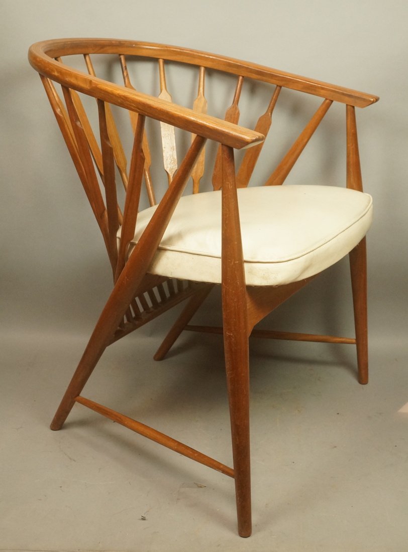 Danish Teak Barrel Back Captain's Chair. Shaped S (1 of 7)