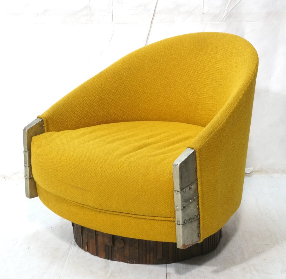 ADRIAN PEARSALL Brutalist Swivel Lounge Chair.  S (1 of 8)
