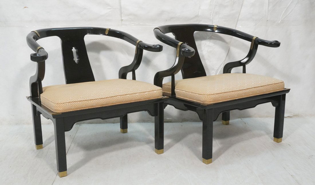 Pr CENTURY Asian style Black Lacquer Lounge Chair (1 of 10)