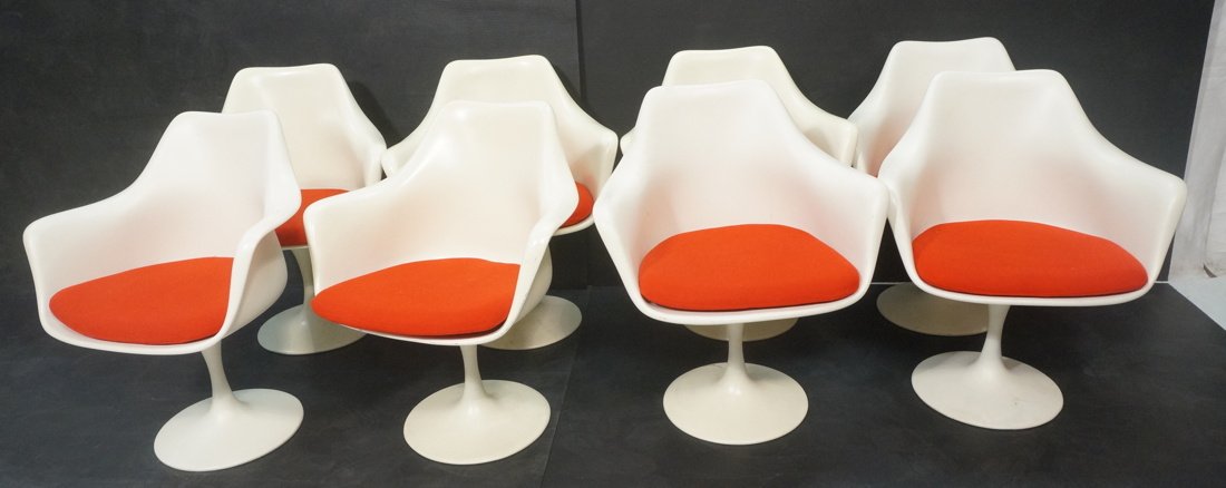 Set 8 EERO SAARINEN style Tulip Chairs. White Tul (1 of 10)