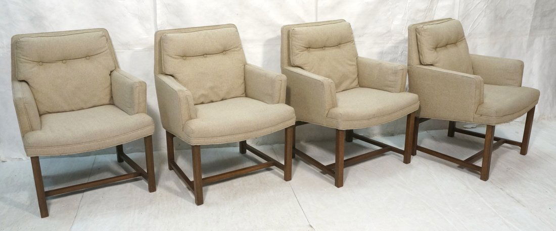 Set 4 DUNBAR Walnut Frame Lounge Chairs. Upholste (1 of 10)