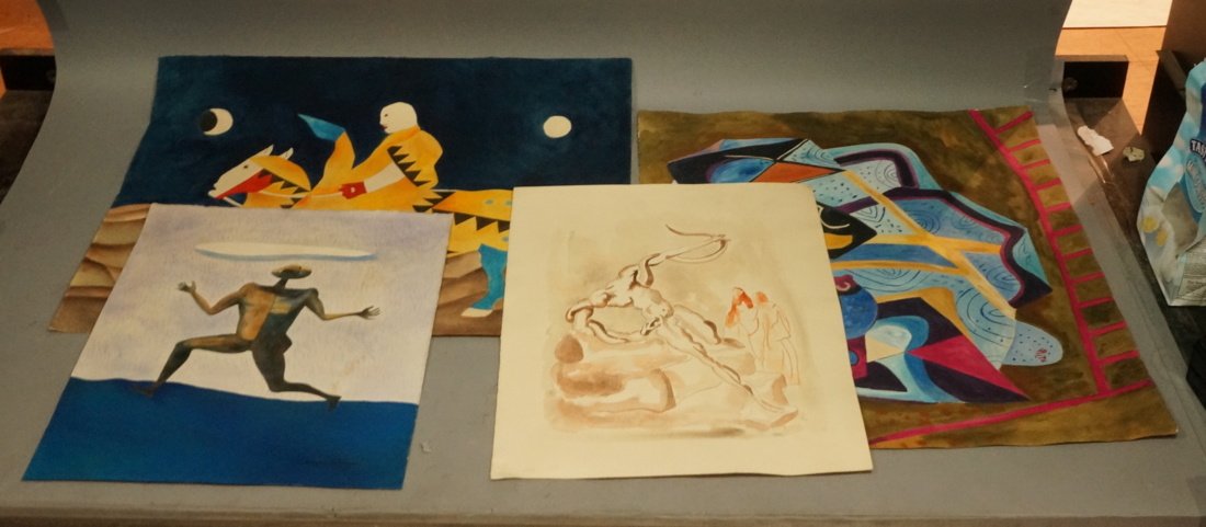 4pcs Unframed Art. 1) AREVALO Watercolor "Man on (1 of 6)