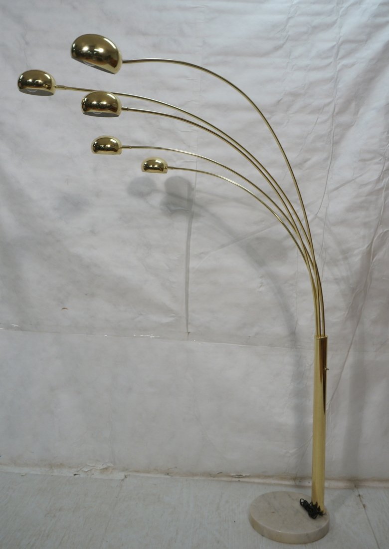 Modernist Brass Finish 5 Arm Floor Lamp. Long sta (1 of 7)