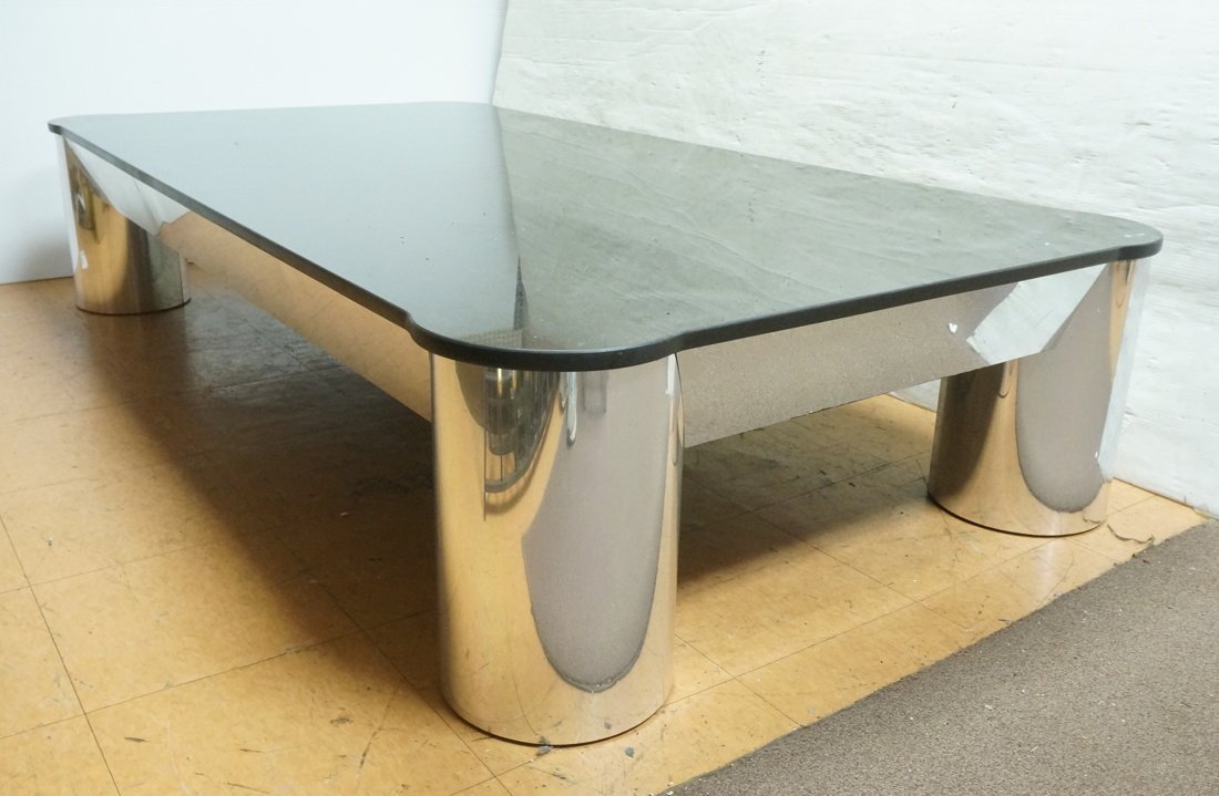 Black Granite Large Cocktail Table. Large Chrome (1 of 10)