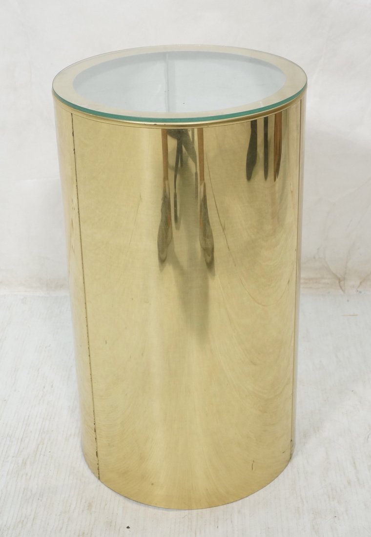 C JERE Brass Column Light Up Display Pedestal. Ro: C JERE Brass Column Light Up Display Pedestal. Round glass top. signed. -- Dimensions: H: 21 inches: W: 12 inches: D: 12 inches ---