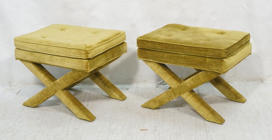 Pr BILLY BALDWIN style Upholstered Benches Stools (1 of 9)