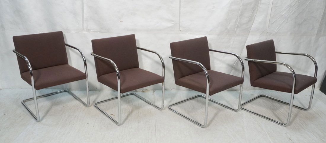 Set 4 THONET Chrome Tube Frame Dining Chairs. Gra (1 of 10)