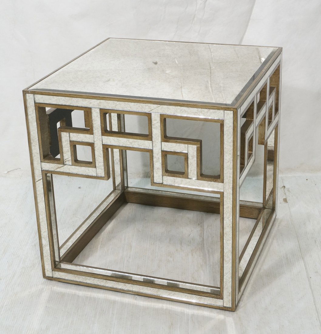 Regency style Mirrored Cube Side Tables. Antiqued (1 of 10)