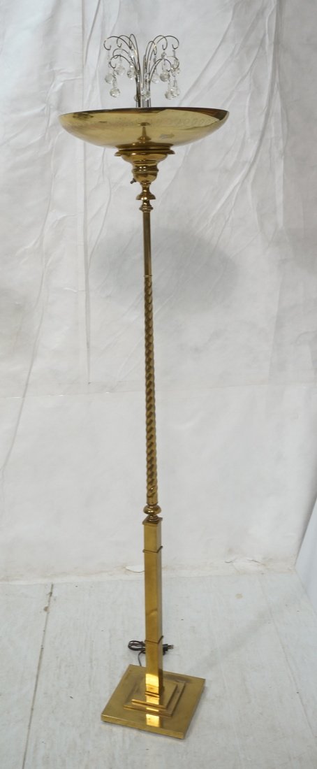 Brass Tall Floor Lamp. Pierced Torchiere shade wi (1 of 10)