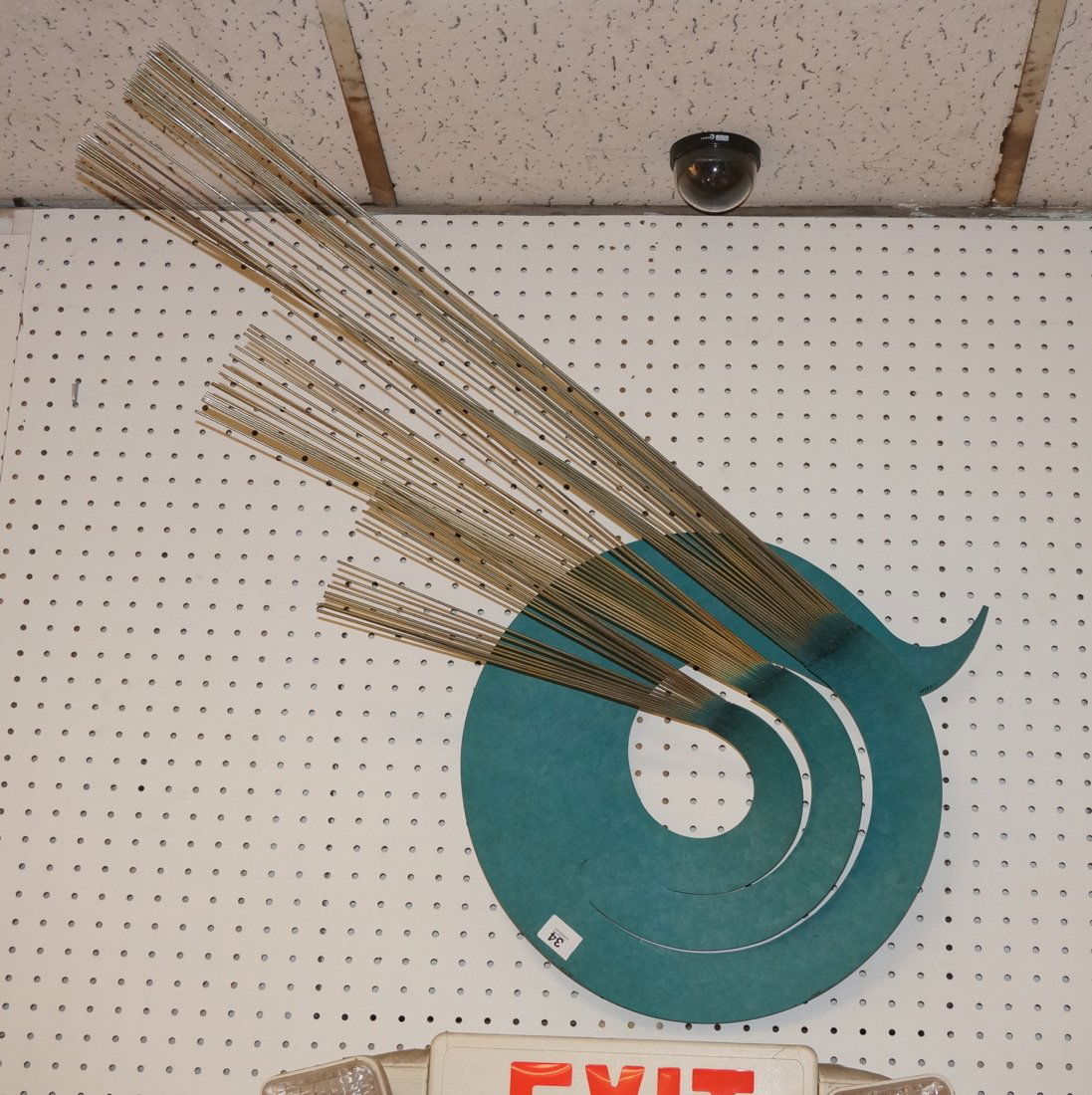 C JERE Green & brass rods Wall Sculpture. Signed (1 of 10)