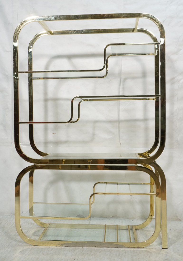 Modernist brass Etagere Display Shelf Unit. Glass (1 of 9)