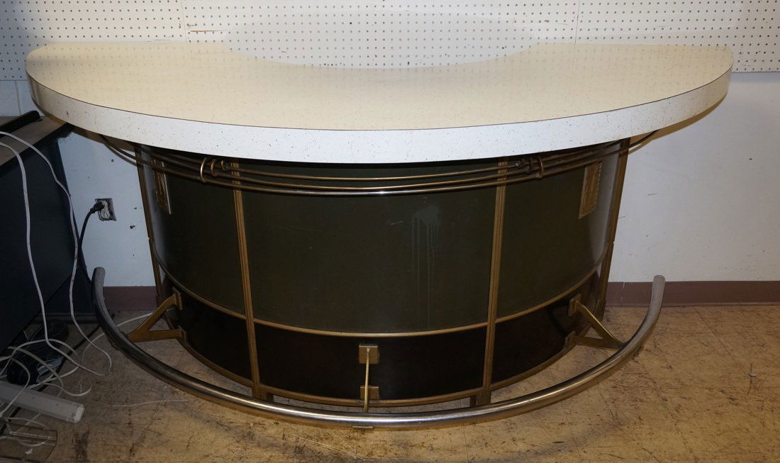 Art Deco Period Bar. Semi circle. White patterned (1 of 10)