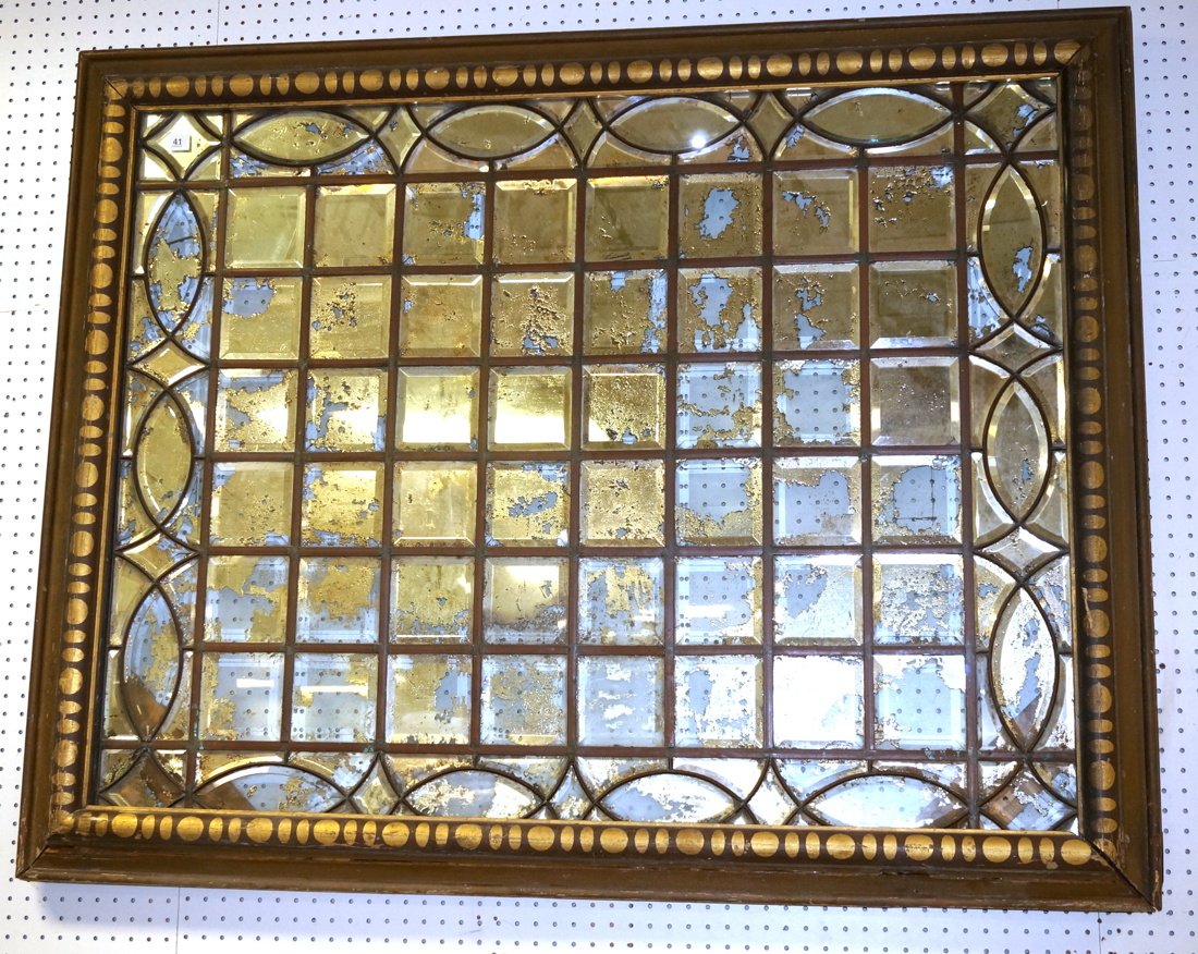 Antiqued Mirror Tiles in Large Wood Frame. Square (1 of 10)