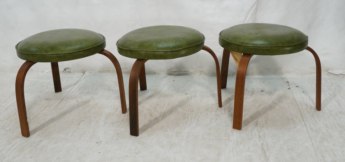 Set 3 Stacking Aalto style Low Stools. Green Viny (1 of 8)