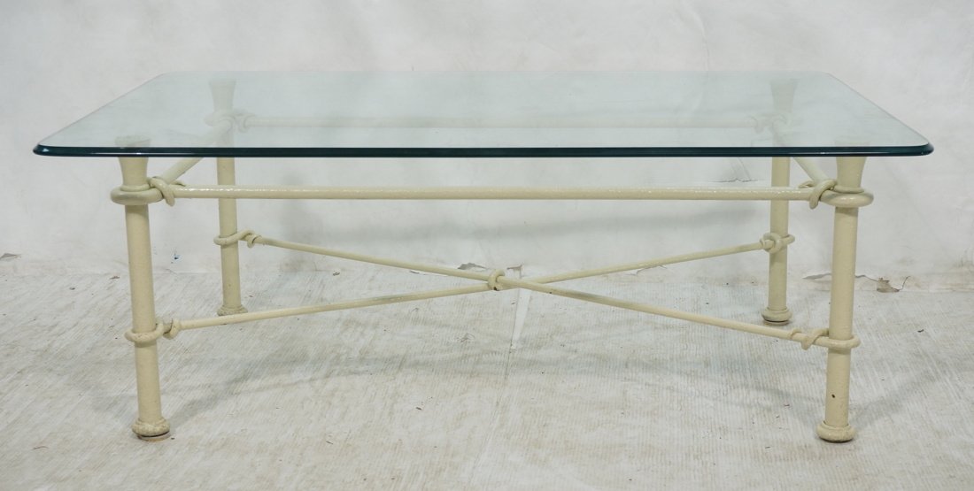 Glass Top Decorator Cocktail Coffee Table. Off Wh (1 of 10)