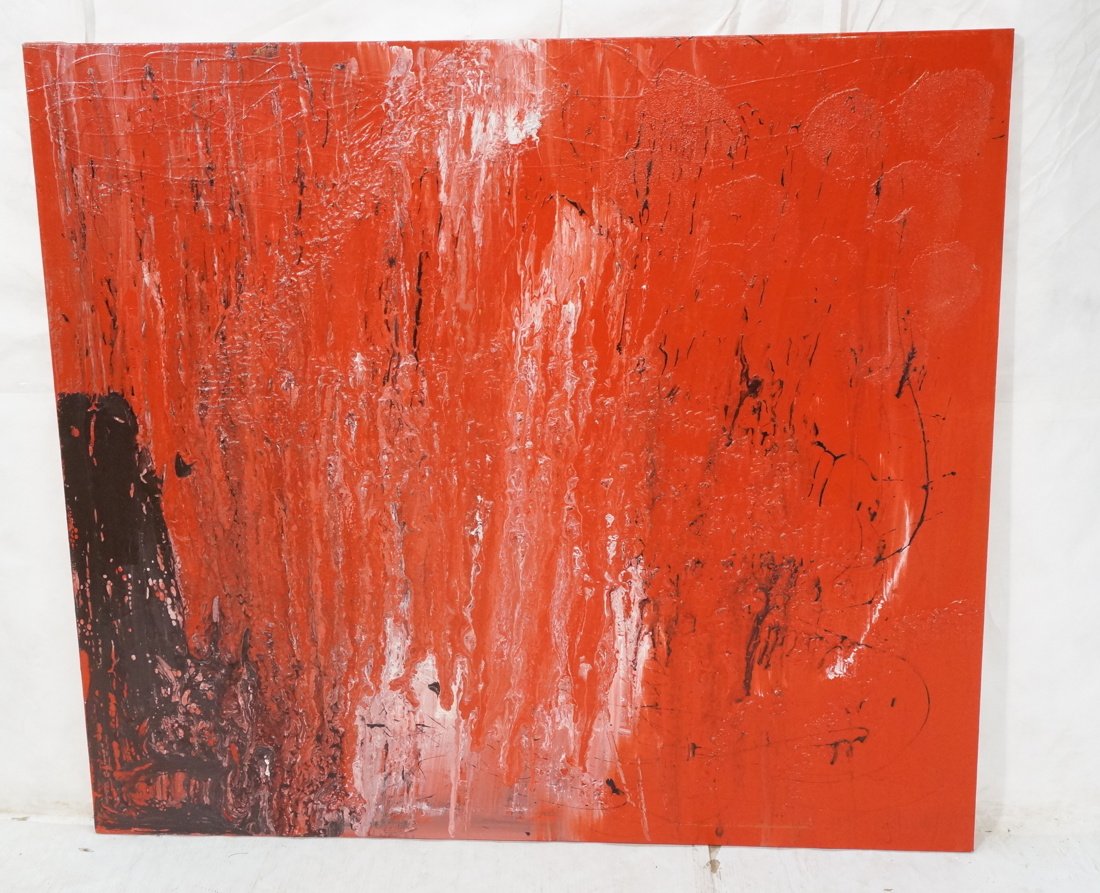 Modernist Large Red Painting on Canvas. Heavy Tex (1 of 10)