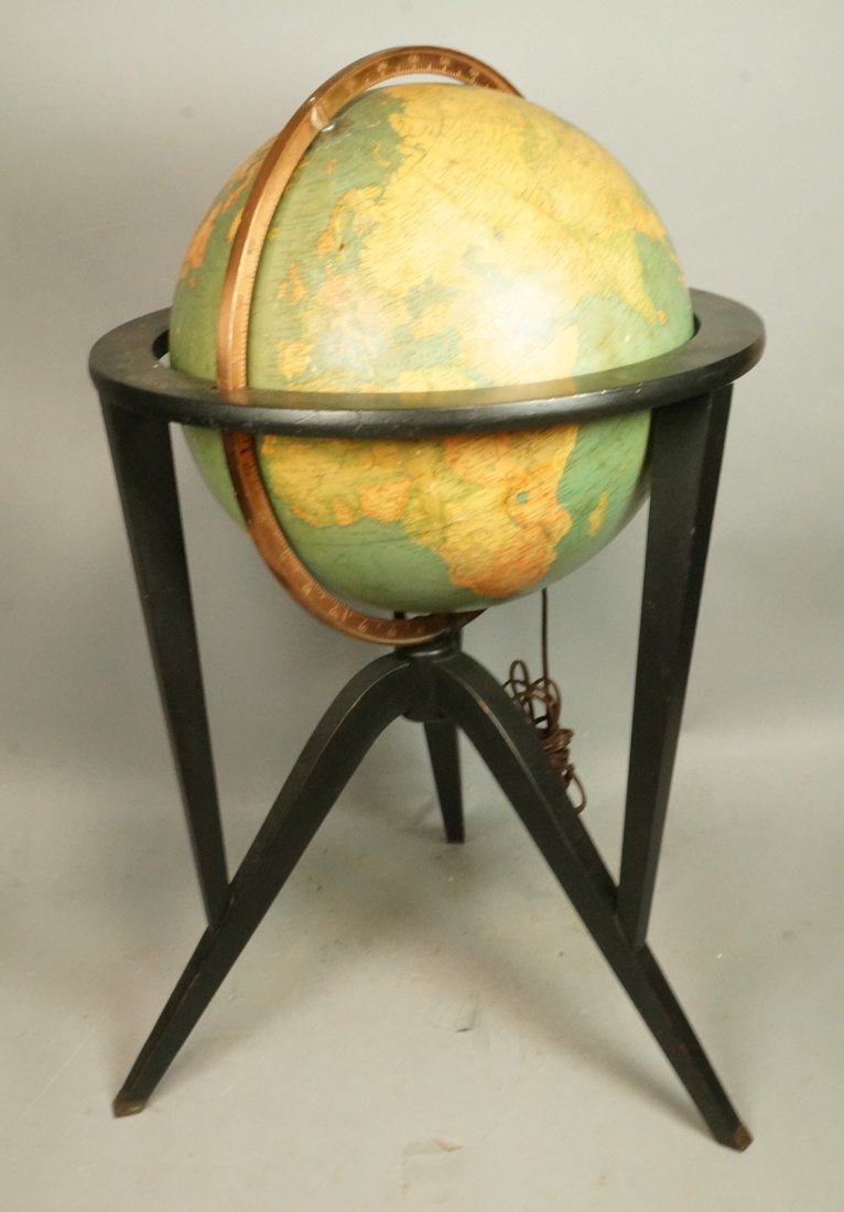 DUNBAR Ebonized Stand with World Globe (electrifi (1 of 10)