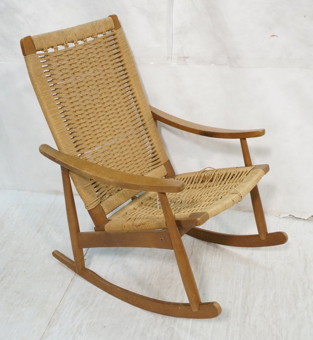 Woven Danish Modern Rocker Rocking Chair.: Woven Danish Modern Rocker Rocking Chair. -- Dimensions: H: 37 inches: W: 24 inches: D: 31 inches ---