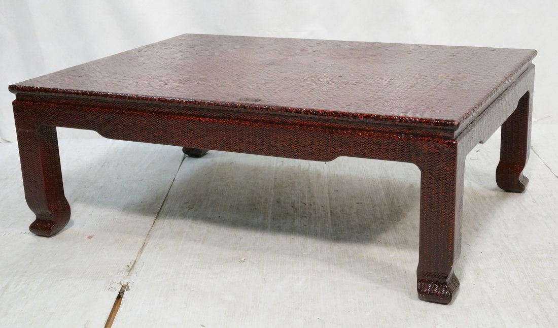 KARL SPRINGER Style Lacquered Woven Rattan Coffee (1 of 8)