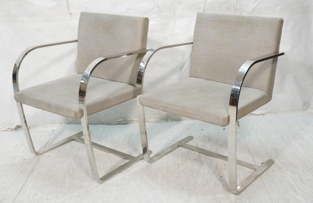 Pr Chrome BRNO style Side Chair. Flat wide chrome (1 of 9)