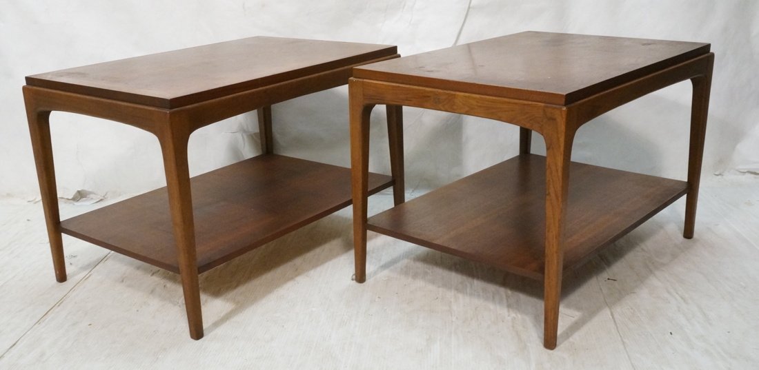 Pr LANE Walnut Side End Tables. Modernist. Lower (1 of 10)